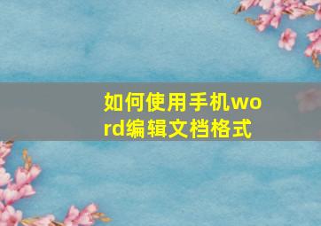 如何使用手机word编辑文档格式