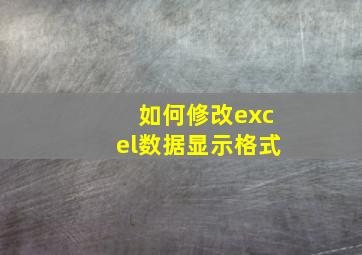 如何修改excel数据显示格式