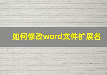 如何修改word文件扩展名