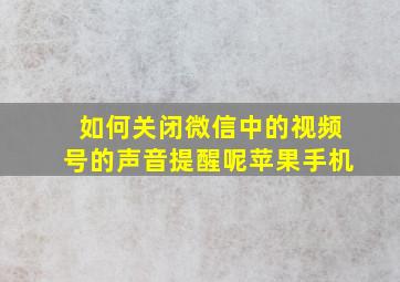 如何关闭微信中的视频号的声音提醒呢苹果手机