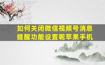 如何关闭微信视频号消息提醒功能设置呢苹果手机