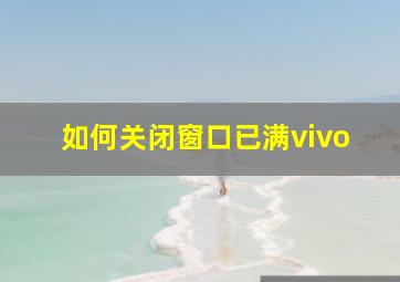 如何关闭窗口已满vivo