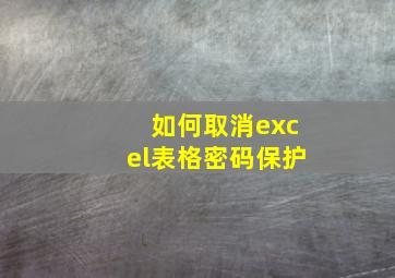 如何取消excel表格密码保护