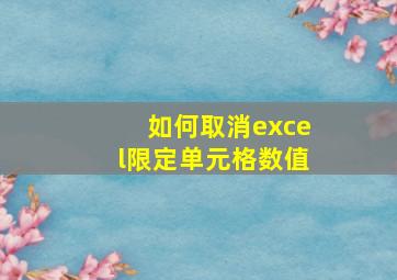 如何取消excel限定单元格数值