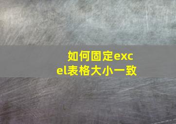 如何固定excel表格大小一致