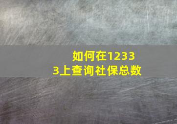 如何在12333上查询社保总数