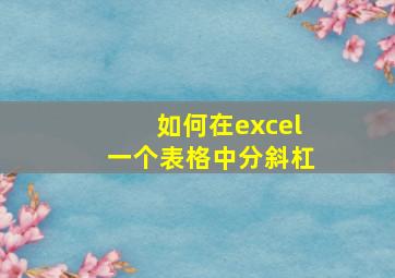 如何在excel一个表格中分斜杠