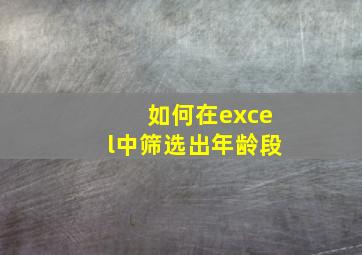 如何在excel中筛选出年龄段