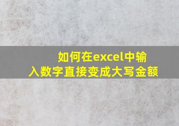 如何在excel中输入数字直接变成大写金额