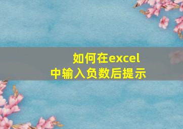 如何在excel中输入负数后提示