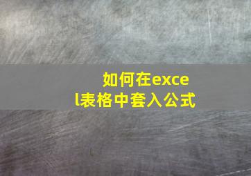 如何在excel表格中套入公式