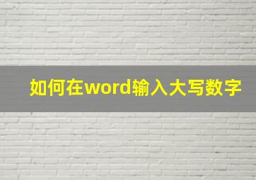 如何在word输入大写数字