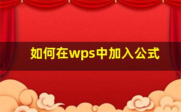 如何在wps中加入公式