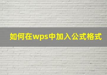 如何在wps中加入公式格式