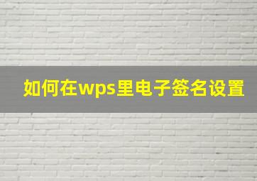 如何在wps里电子签名设置