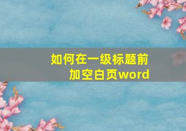 如何在一级标题前加空白页word