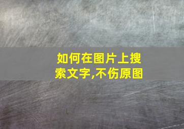 如何在图片上搜索文字,不伤原图