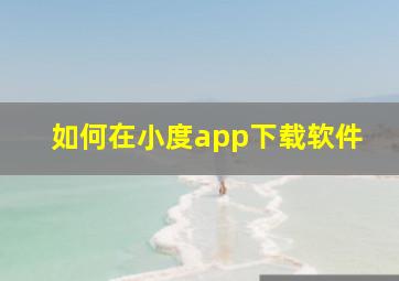 如何在小度app下载软件