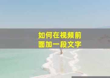 如何在视频前面加一段文字