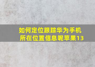 如何定位跟踪华为手机所在位置信息呢苹果13