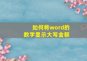 如何将word的数字显示大写金额