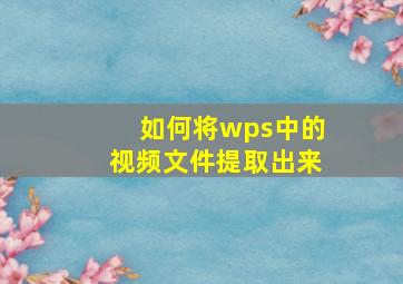 如何将wps中的视频文件提取出来