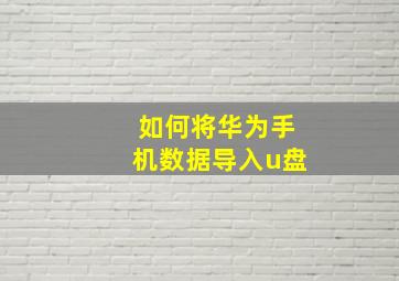 如何将华为手机数据导入u盘