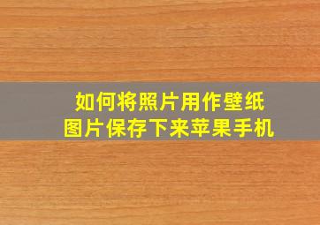 如何将照片用作壁纸图片保存下来苹果手机