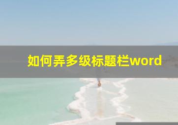 如何弄多级标题栏word