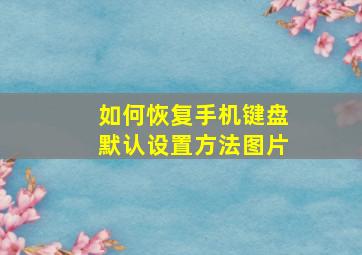 如何恢复手机键盘默认设置方法图片