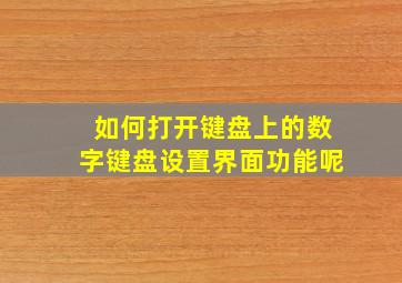 如何打开键盘上的数字键盘设置界面功能呢