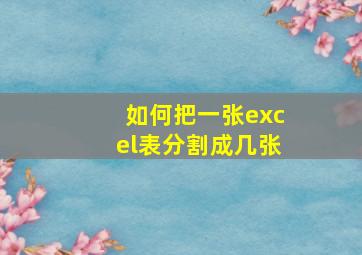 如何把一张excel表分割成几张