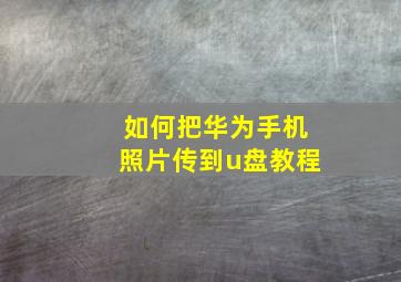 如何把华为手机照片传到u盘教程