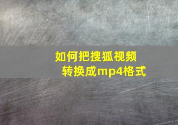 如何把搜狐视频转换成mp4格式