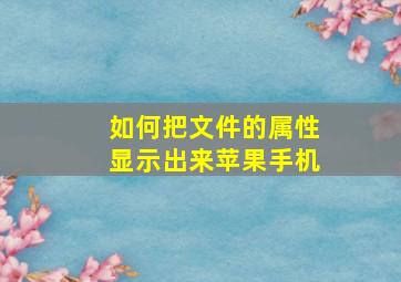 如何把文件的属性显示出来苹果手机