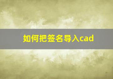 如何把签名导入cad