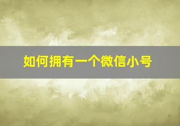 如何拥有一个微信小号