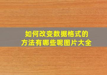 如何改变数据格式的方法有哪些呢图片大全