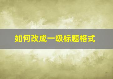 如何改成一级标题格式