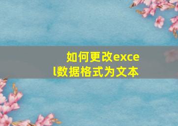 如何更改excel数据格式为文本