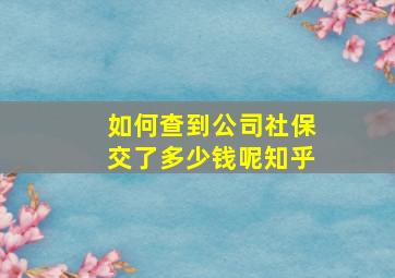 如何查到公司社保交了多少钱呢知乎