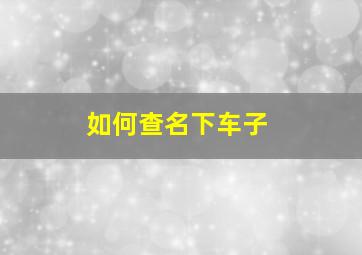 如何查名下车子