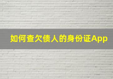 如何查欠债人的身份证App