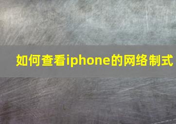 如何查看iphone的网络制式