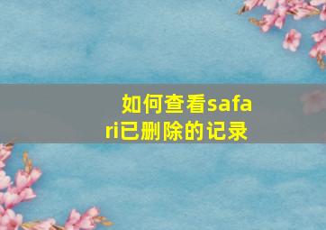 如何查看safari已删除的记录