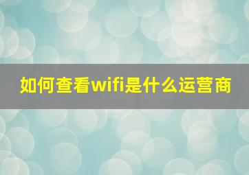 如何查看wifi是什么运营商