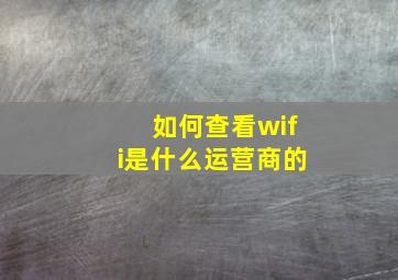 如何查看wifi是什么运营商的