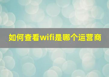 如何查看wifi是哪个运营商