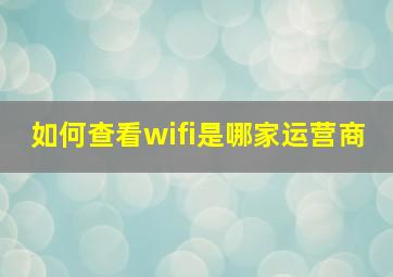 如何查看wifi是哪家运营商