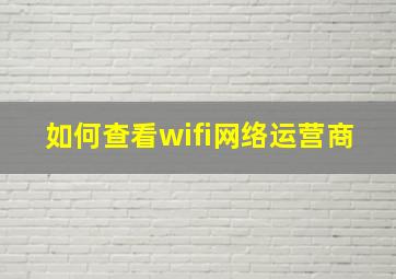 如何查看wifi网络运营商